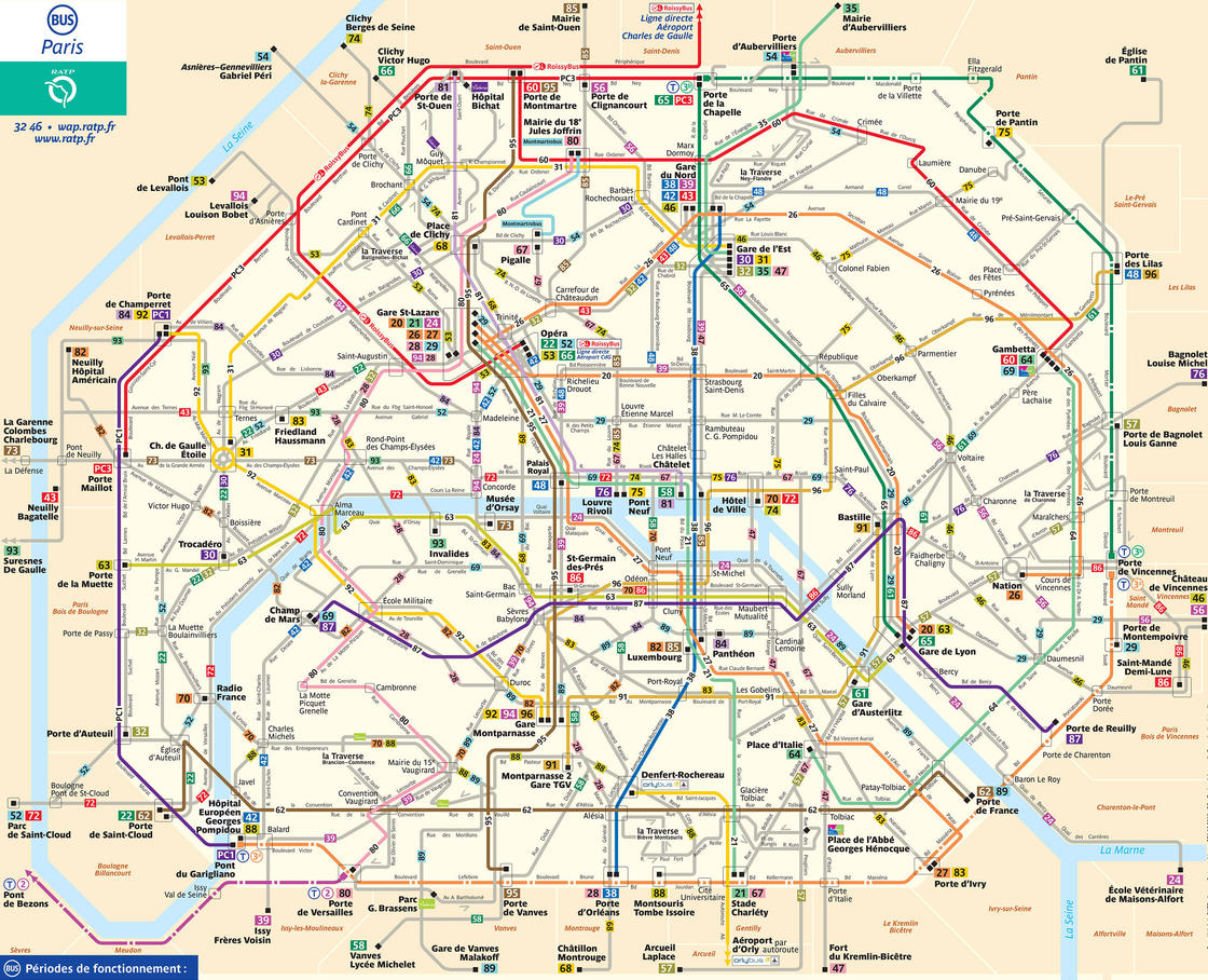 Le plan du réseau bus de Paris